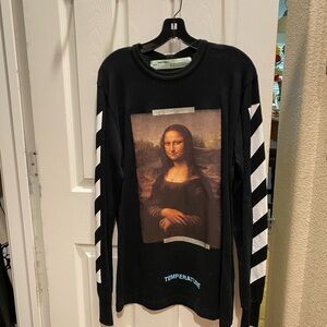 Off- White Black Long Sleeve Mona Lisa Graphic Tee